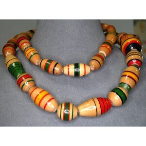 Ukraine  Wood 28" Painted Single Strand Necklace